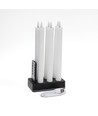 6er-Pack weiße LED-Kerzen inkl. Ladestation - Ø2cm, H: 25cm, Stabkerzen, inkl. Fernbedienung, Timer