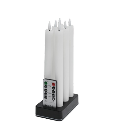 6er-Pack weiße LED-Kerzen inkl. Ladestation - Ø2cm, H: 25cm, Stabkerzen, inkl. Fernbedienung, Timer