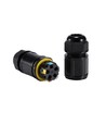 Schwarze runde Abzweigdose, 5-polig - IP68 wasserdicht, für Kabelverbindungen, Ø4-14mm Kabel