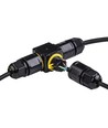 Schwarze T-Abzweigdose, 3-polig - IP68 wasserdicht, für Kabelverbindungen, Ø6-11mm Kabel