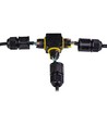 Schwarze T-Abzweigdose, 3-polig - IP68 wasserdicht, für Kabelverbindungen, Ø4-8mm Kabel
