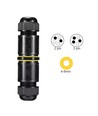 Schwarze runde Abzweigdose, 3-polig - IP68 wasserdicht, Kabelverbinder, Ø4-8mm Kabel