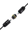 Schwarze runde Abzweigdose, 3-polig - IP68 wasserdicht, Kabelverbinder, Ø4-8mm Kabel
