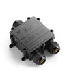 Schwarze Abzweigdose zur Weiterleitung, 3-polig - IP68 wasserdicht, für Kabelverbindungen, Ø4-8mm Kabel