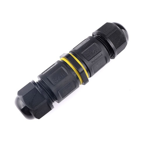 Schwarze runde Abzweigdose, 3-polig - IP68 wasserdicht, für Kabelverbindung, Ø6-11mm Kabel