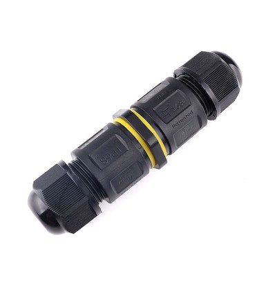 Schwarze runde Abzweigdose, 3-polig - IP68 wasserdicht, für Kabelverbindung, Ø6-11mm Kabel