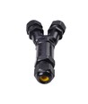 Schwarze Y-Abzweigdose, 5-polig - IP68 wasserdicht, für Kabelverbindungen, Ø8-12mm Kabel