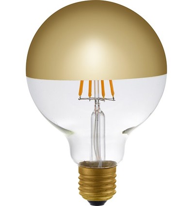 E27 4W dimmbare LED-Tropfenlampe - G95, Kopfspiegel Gold, 350lm, 2500K, Filament Globe