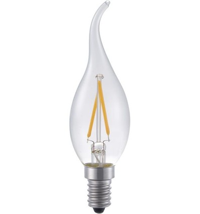 E14 1,5W dimmbare LED-Windstoßkerze - C35, 140lm, 2500K, Klarglas, Filament