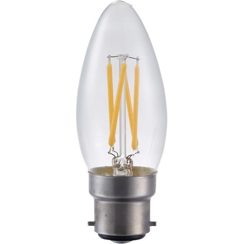 B22d 4W LED-Tropfenlampe dimmbar - C35, Filament, Klarglas, 2500K