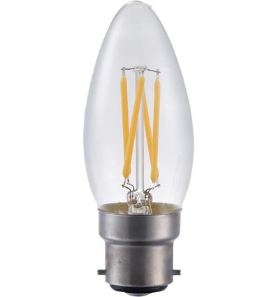B22d 4W LED-Tropfenlampe dimmbar - C35, Filament, Klarglas, 2500K