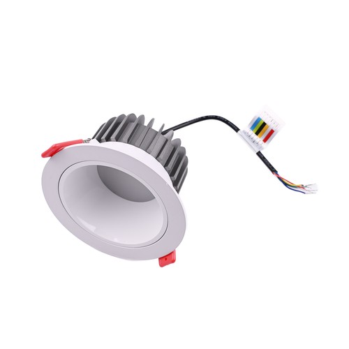 13W Ø11,4cm Einbaustrahler RGB+CCT RA93 - 24V DC, Loch: Ø9,5 cm, Maße: Ø11,4 cm, Weißer Rand