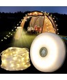 Campinglampe m. 10m Lichterkette - wiederaufladbar, IP64, weiß