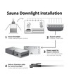 Sauna Downlight schwarz - 24V DC, RA93, 1,1W, 3m Kabel, Loch: Ø3 cm, Maße: Ø3,5 cm