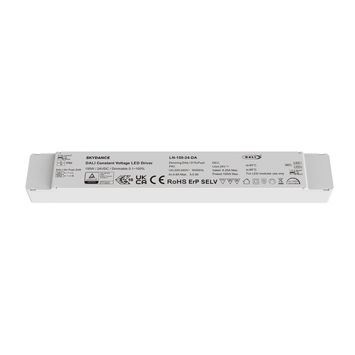 150W / 24V DC dimmbares Netzteil - 6.25A, IP20, DALI2 + Push Dim, flimmerfrei