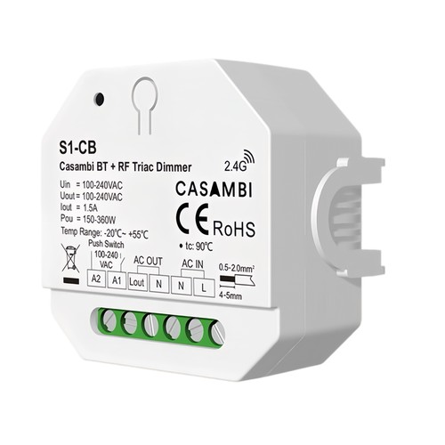 LEDlife rWave Einbaudimmer - Casambi, RF, Push-Dim, LED-Dimmer, für Unterputz
