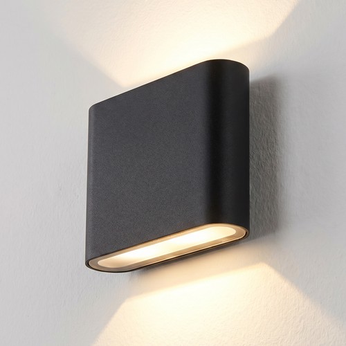 8W DuoLume Wandleuchte - Quadrat, IP65, schwarz, Up/Down, Innen/Außen, inkl. Leuchtmittel