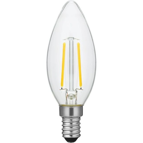 E14 2W dimmbare LED-Kerzenlampe - C35, Filament, Klarglas, 2500K