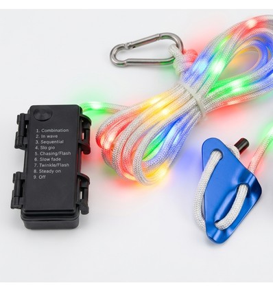 5m weißes Seil mit RGB Licht - Mit Karabiner, max. 80kg Belastung