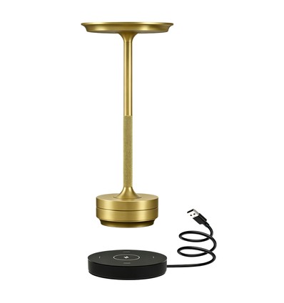 Wiederaufladbare LED-Tischleuchte mit kabellosem Laden - Gold, Touch-dimmbar, CCT, IP54
