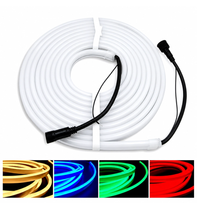 10m RGB+WW Neon Flex LED-Streifen - 24V, 16W/m, IP65, 3000K Warmweiß