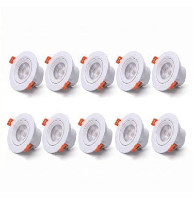 10er Pack 7W Ø8,8cm LED Einbaustrahler - Loch: Ø6,8 cm, CCT - 3 Lichtfarben