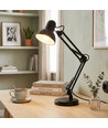 Klassische schwarze Architektenlampe - Inkl. Fuß und Tischklemme, E27 Fassung, ohne Leuchtmittel