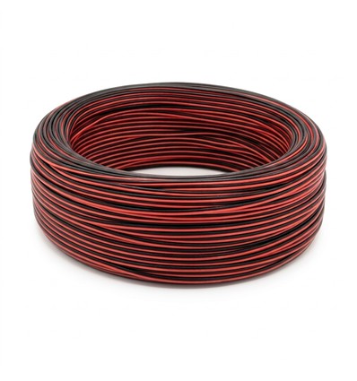 100m Kabel rot/schwarz - 2x0,35mm², 12V-24V, für LED-Streifen