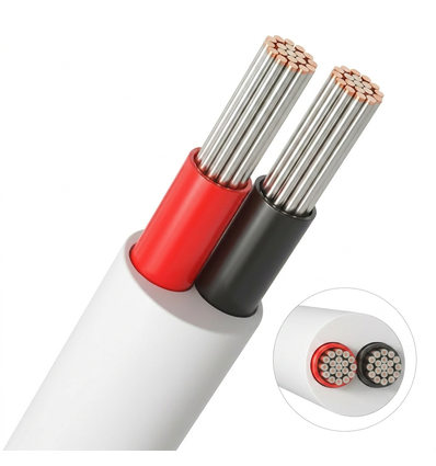 20m Kabel rot/schwarz, weiß rund - 2x0,35mm², 12V-24V, für LED-Streifen