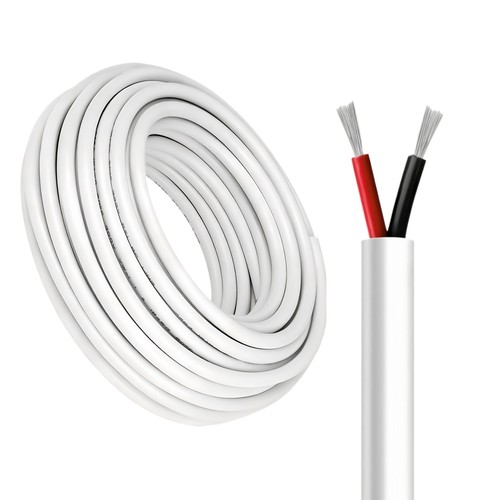 100m Kabel rot/schwarz, weiß rund - 2x0,35mm², 12V-24V, für LED-Streifen