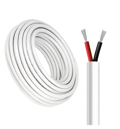 100m Kabel rot/schwarz, weiß rund - 2x0,35mm², 12V-24V, für LED-Streifen