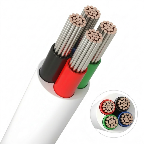 10m RGB Kabel, weiß rund - 4x0,35mm², 12V-24V für LED Streifen
