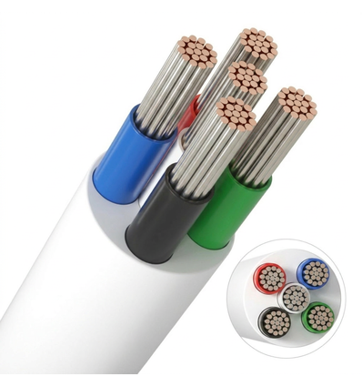 20m RGBW Kabel, weiß rund - 5x0,35mm², 12V-24V für LED-Streifen