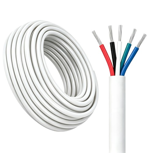 100m RGBW Kabel, weiß rund - 5x0,35mm², 12V-24V für LED-Streifen
