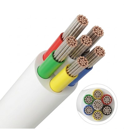 5m RGB+CCT Kabel, weiß rund - 6x0,35mm², 12V-24V für LED-Streifen