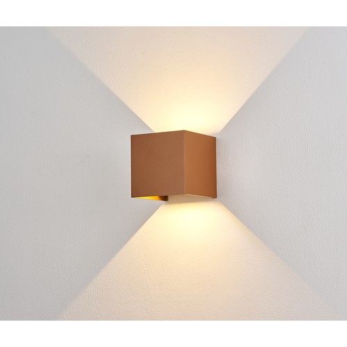 6W CUBIC PRO Wandleuchte - IP65, Corten, durchschleifbar, verstellbar, quadratisch, Up/Down, Innen / Außen, inkl. Leuchtmittel