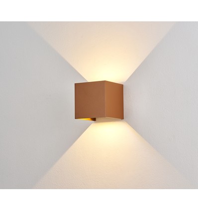 6W CUBIC PRO Wandleuchte - IP65, Corten, durchschleifbar, verstellbar, quadratisch, Up/Down, Innen / Außen, inkl. Leuchtmittel