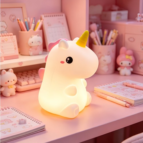MOCHI Einhorn Nachtlicht aus weichem Silikon - aufladbar, Farbwechsel + Warmweiß