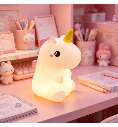 MOCHI Einhorn Nachtlicht aus weichem Silikon - aufladbar, Farbwechsel + Warmweiß
