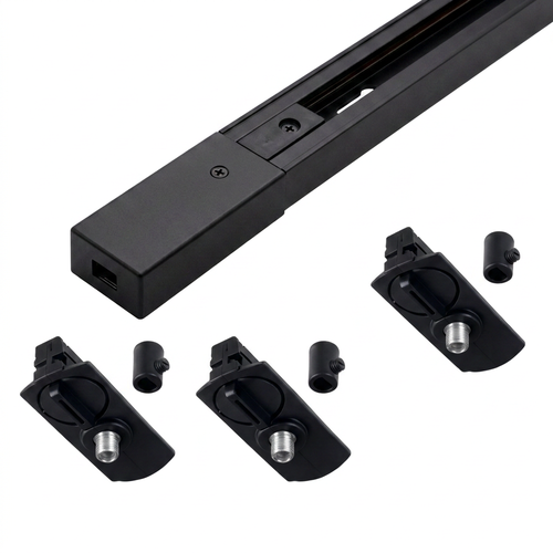 1-Phasen PENDEL Schienenset - 2m, Schwarz, 3 Lampenfassungen