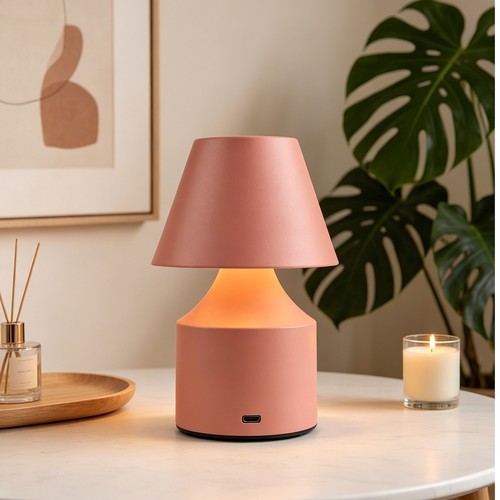 Wiederaufladbare LED-Tischleuchte - Rosa, Touch-dimmbar, 3-in-1, IP20