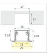 1 Meter LED-Schrankbeleuchtung - 6mm hoch, 12V DC, 9W, mit Endkappe