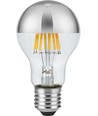 E27 6,5W dimmbare LED-Kronlampe - Kopfspiegel Silber, A60, Filament, 2500K