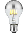 E27 6,5W dimmbare LED-Kronlampe - Kopfspiegel Silber, A60, Filament, 2500K