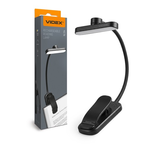 Schwarze LED-Leseleuchte, wiederaufladbar & tragbar, inkl. Leuchtmittel