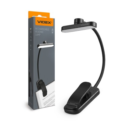 Schwarze LED-Leseleuchte, wiederaufladbar & tragbar, inkl. Leuchtmittel