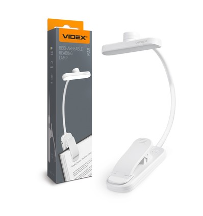 Weiße wiederaufladbare LED-Leselampe - Tragbar, flexibler Arm