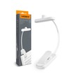 Weiße wiederaufladbare LED-Leselampe - Tragbar, flexibler Arm