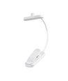 Weiße wiederaufladbare LED-Leselampe - Tragbar, flexibler Arm