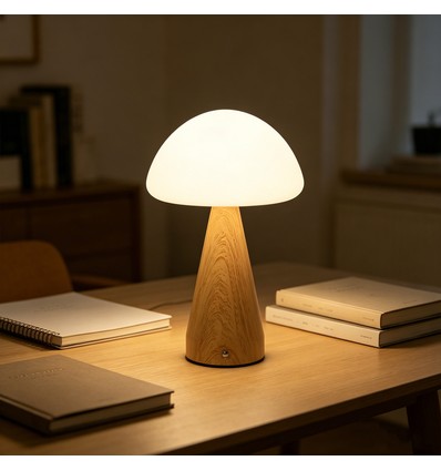 Wiederaufladbare LED-Tischleuchte - Holz, Touch-dimmbar, 3in1, IP20